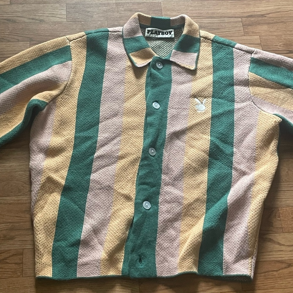 Playboy color block sweater with collar